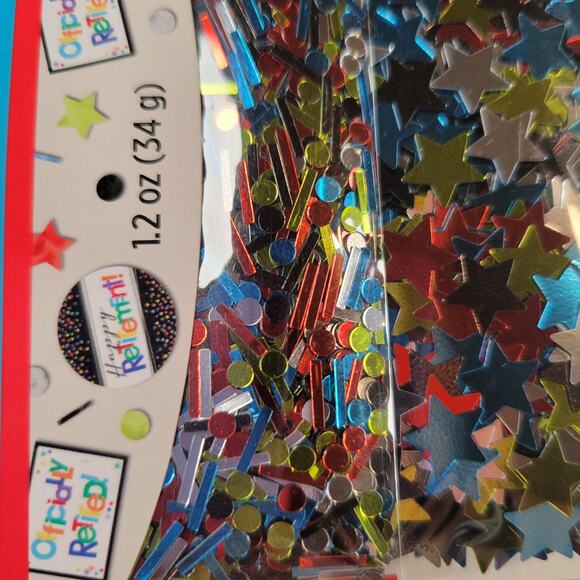 Officially Retired Party Confetti 1.2oz Stars, Dots & Signs 2 Packs Celebration - Picture 9 of 12